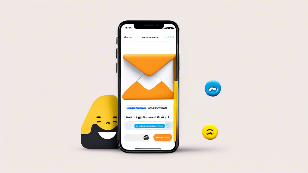 DALL-E prompt: Ein kreativ gestalteter, farbenfroher E-Mail-Newsletter, der in einem virtuellen Posteingang auf einem modernen Smartphone-Bildschirm hervorgehoben wird, mit glücklichen Emoji-Reaktionen schwebend um ihn herum, in einem stilvollen Bürohintergrund.